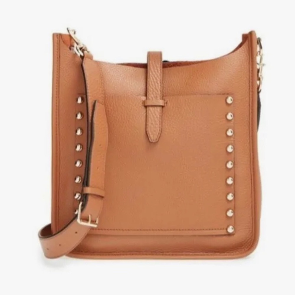 Rebecca Minkoff - Camel Unlined Leather Feed Crossbody Bag.
